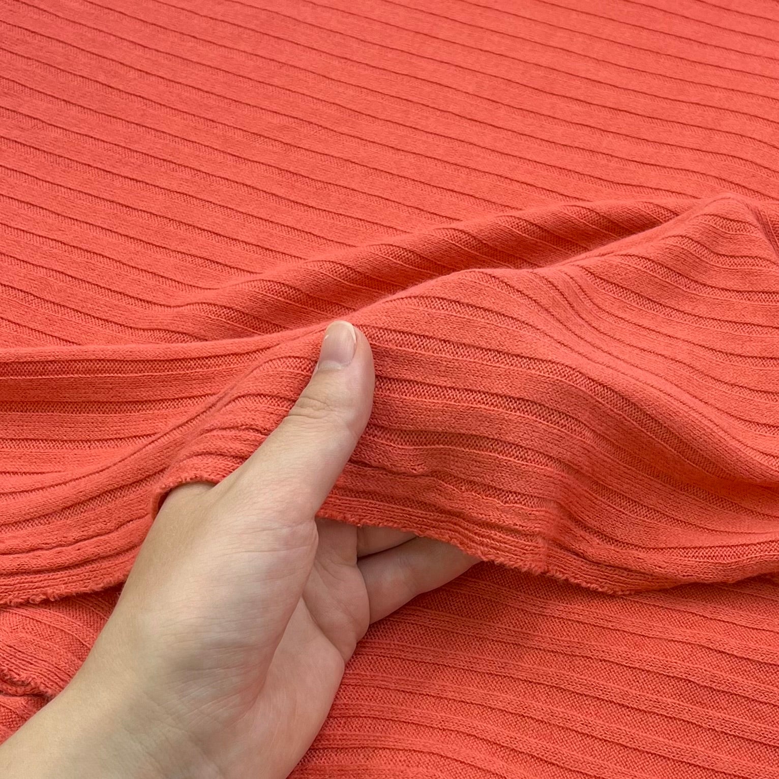 Wool Blend 6x3 Rib Knit - Coral (KRB0715:6)