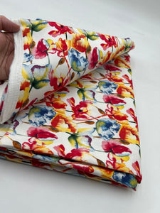 Stretch Cotton Sateen Dress Weight, Blue Yellow & Fuchsia Poppy (WDW2270)