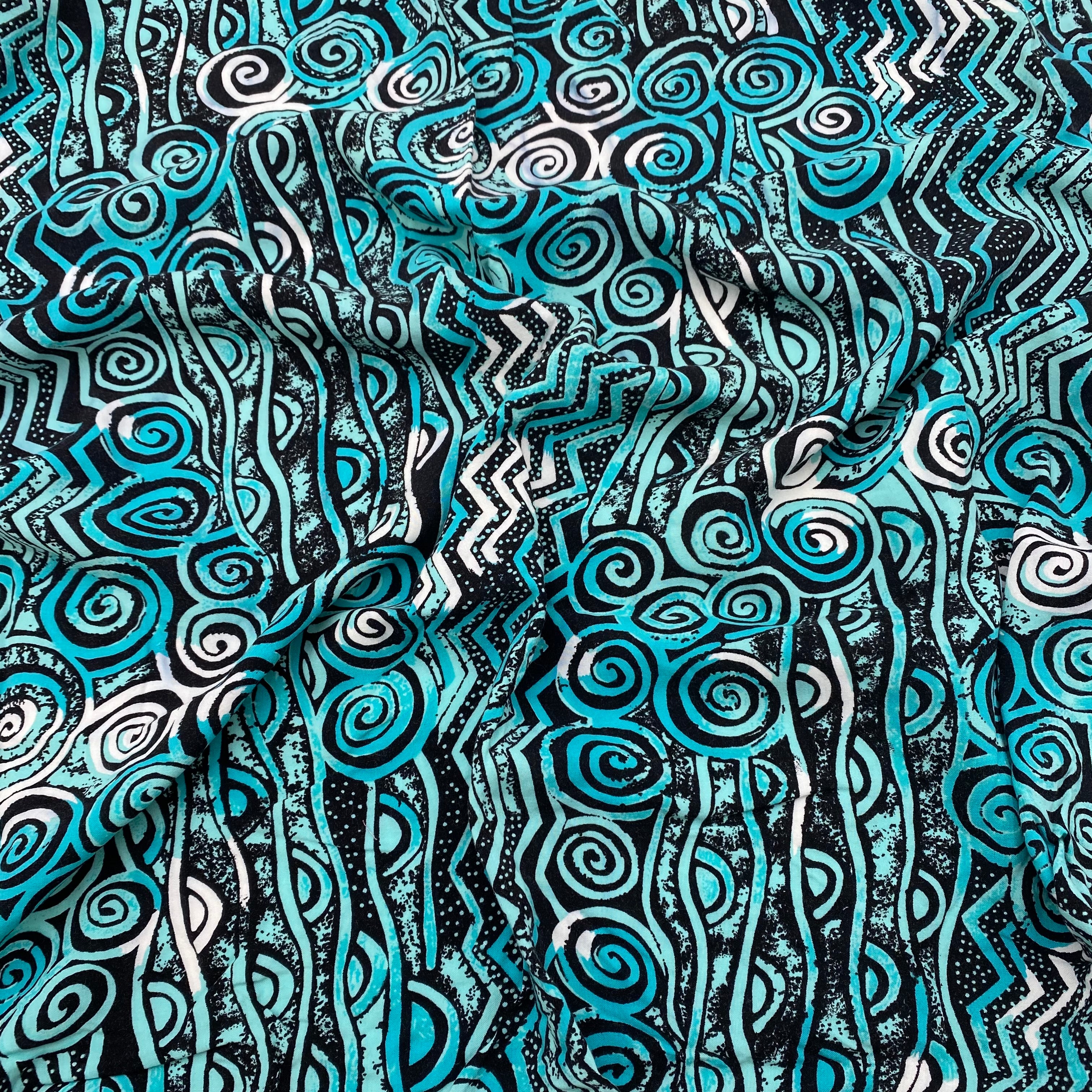 Rayon Dress Weight - Teal Scrolls (WDW3367)