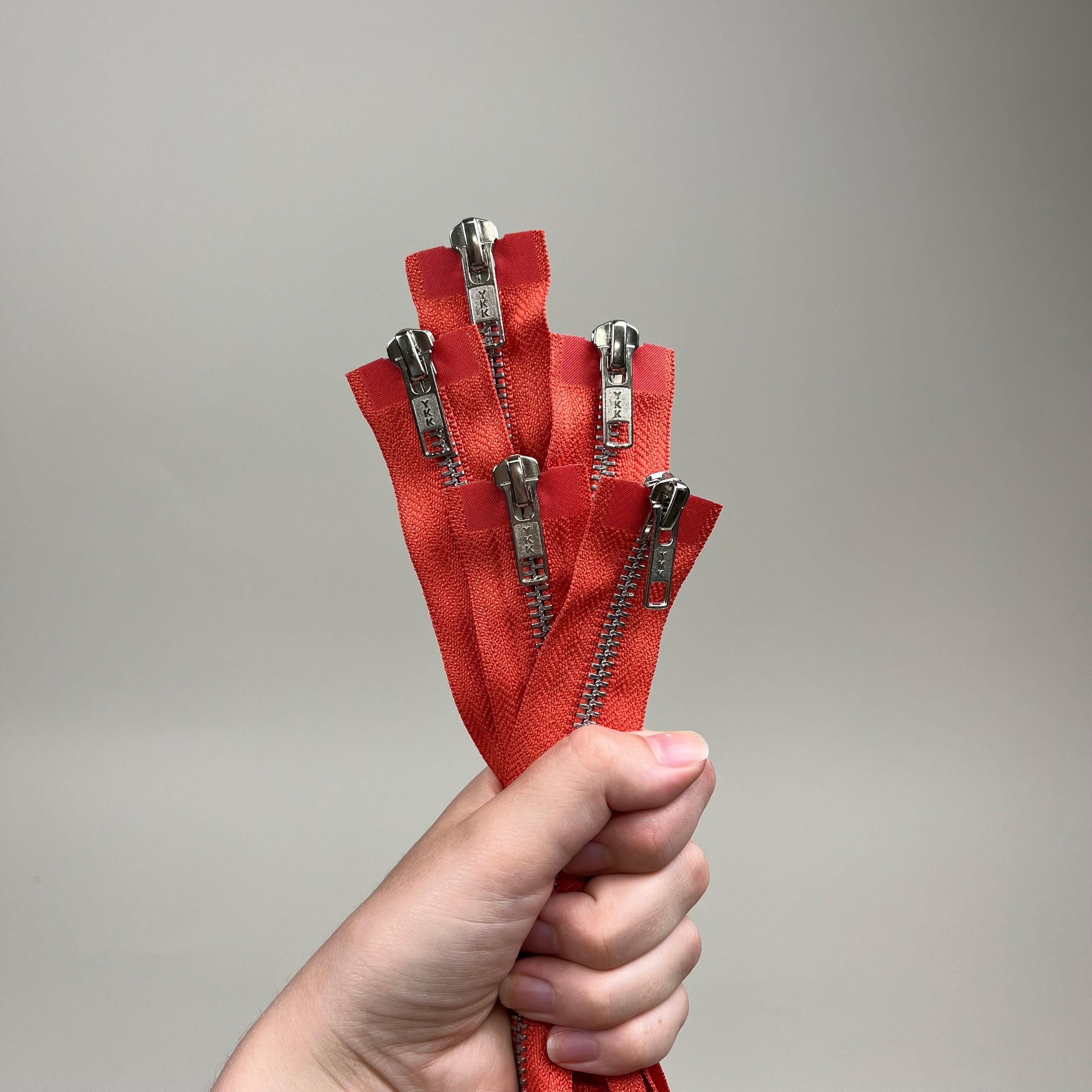 Two-Way Metal Zipper - Coral & Silver 32" (NZP0331)