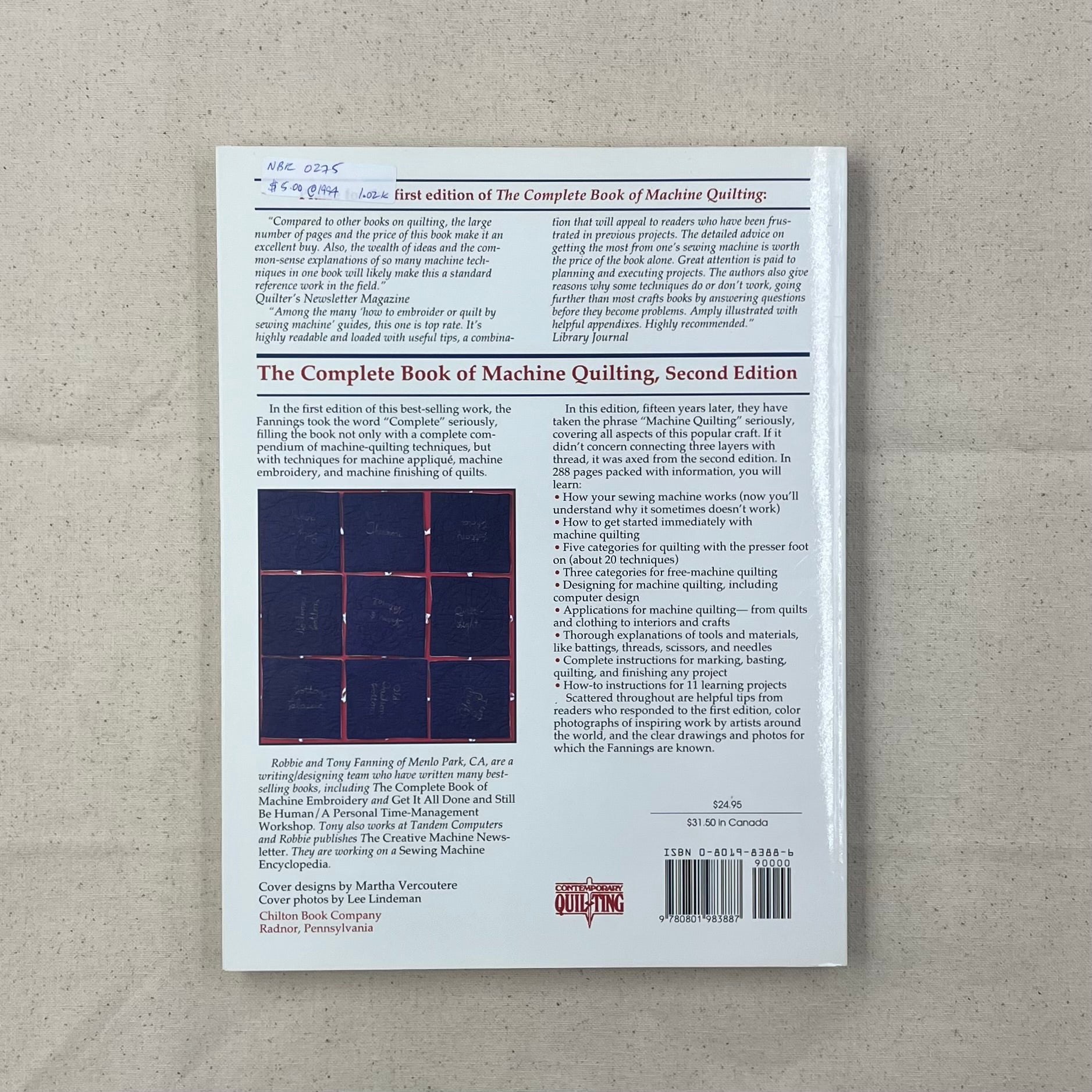 Sewing Book - The Complete Book of Machine Quilting (NBK0275)