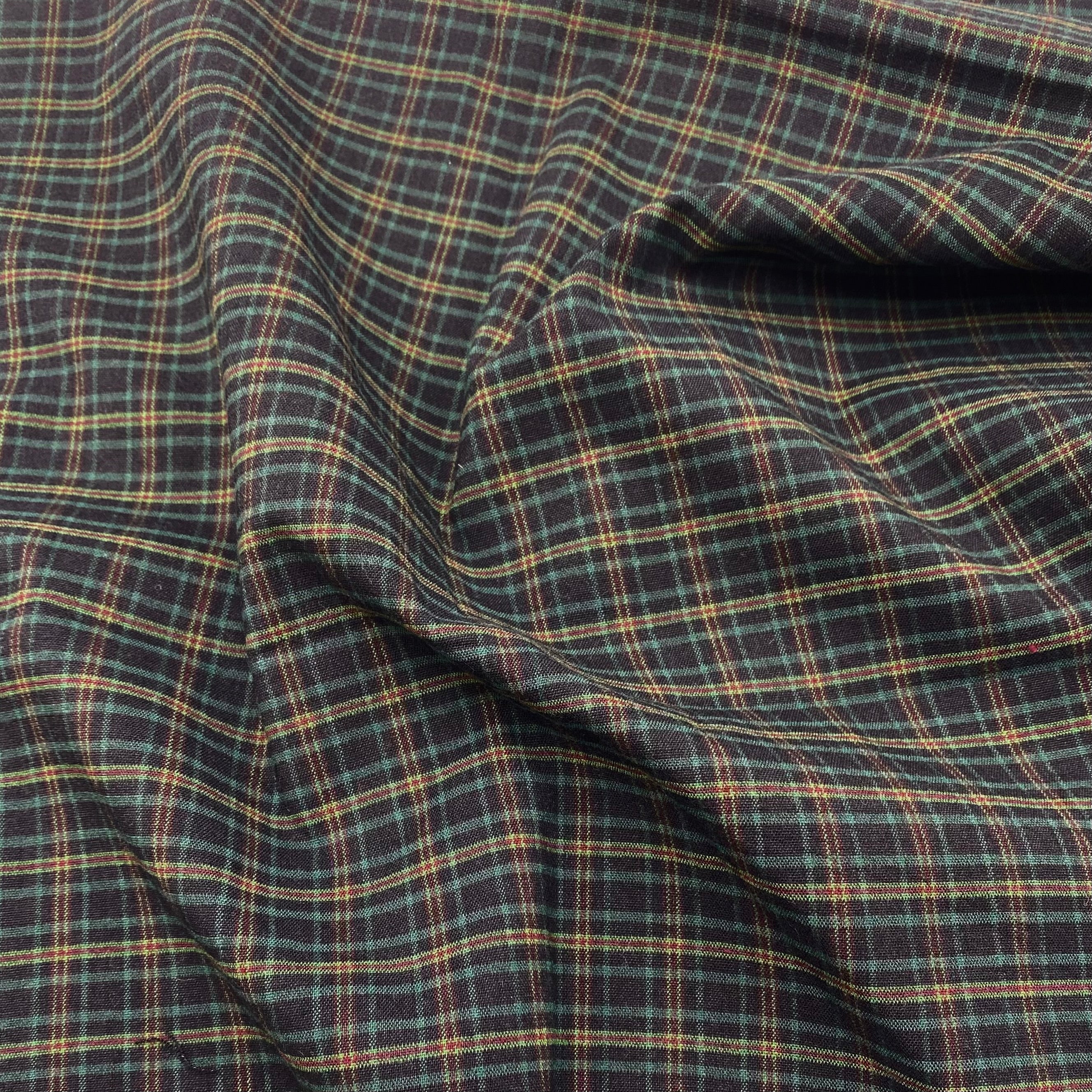 Stretch Wool Blend Shirting - Green Plaid (WDW3300)