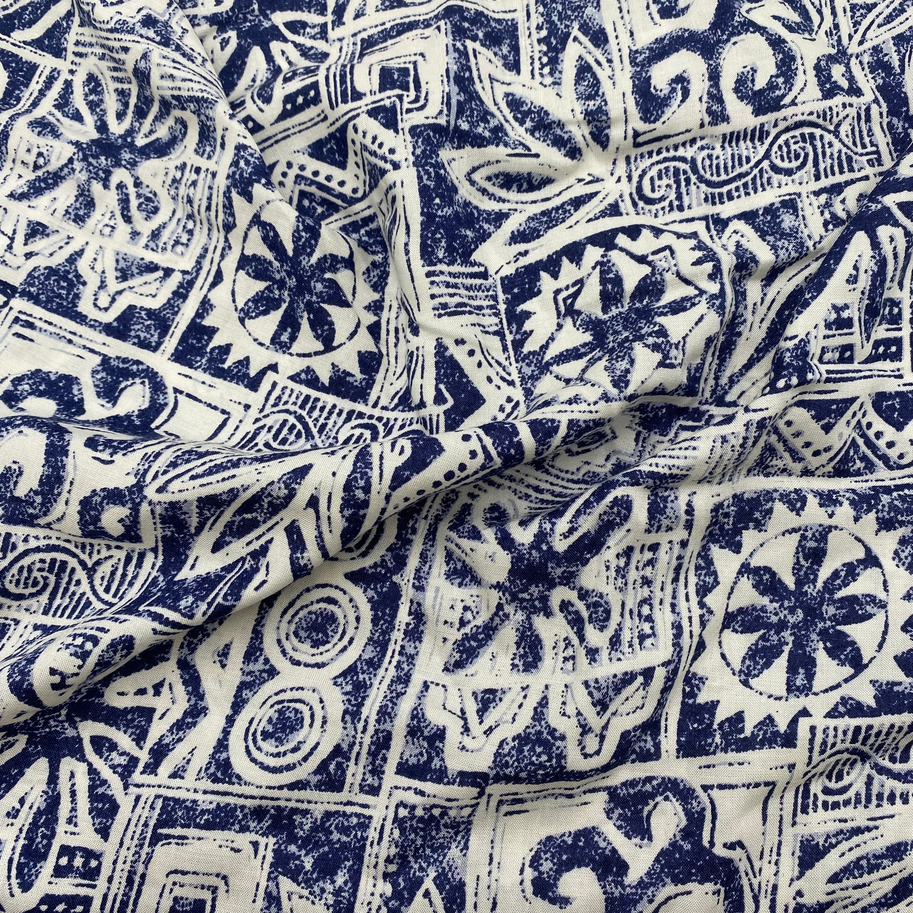 Rayon Dress Weight - Denim Stamped Print (WDW3380)