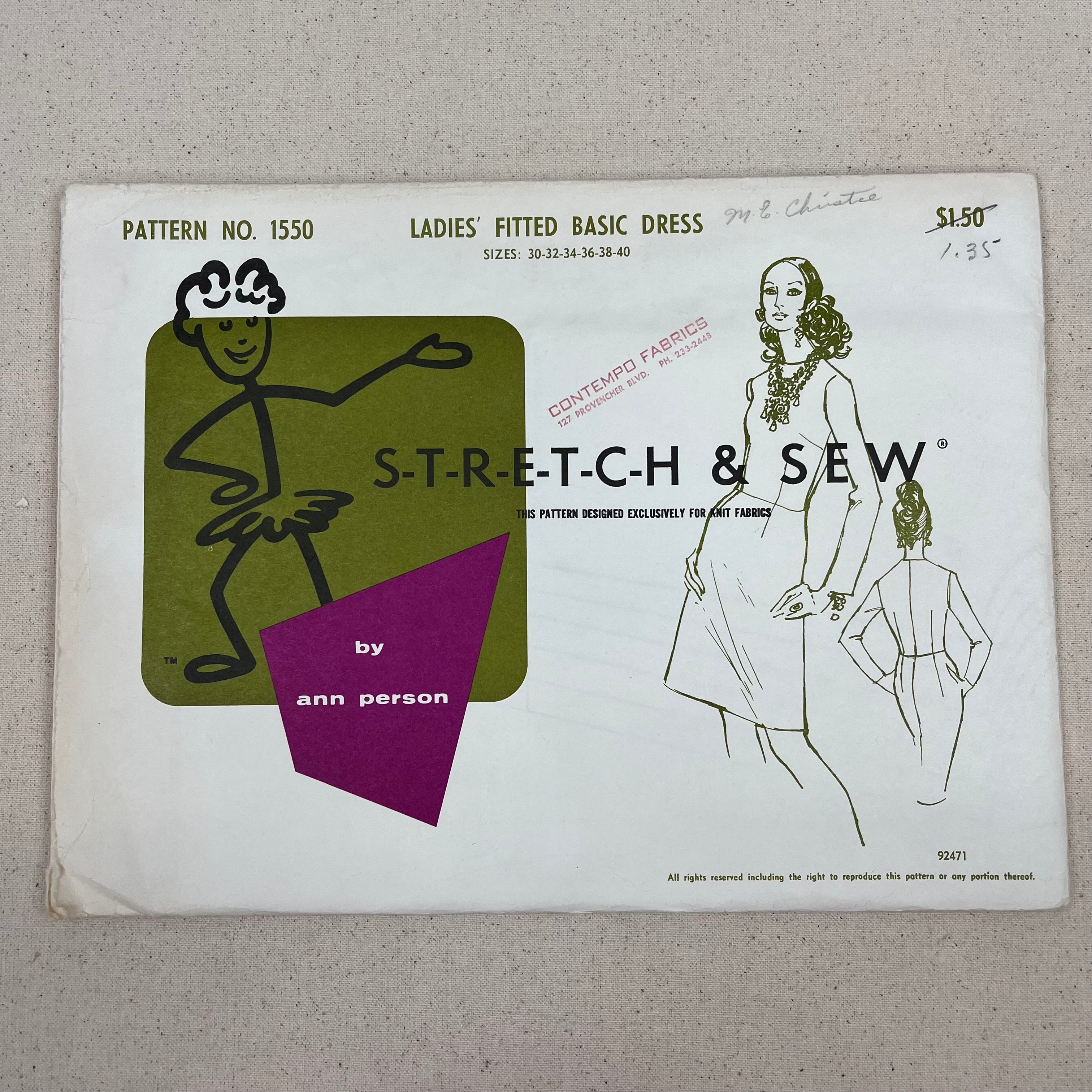 Stretch & Sew Pattern - 1550 Fitted Basic Dress (NPA0536)