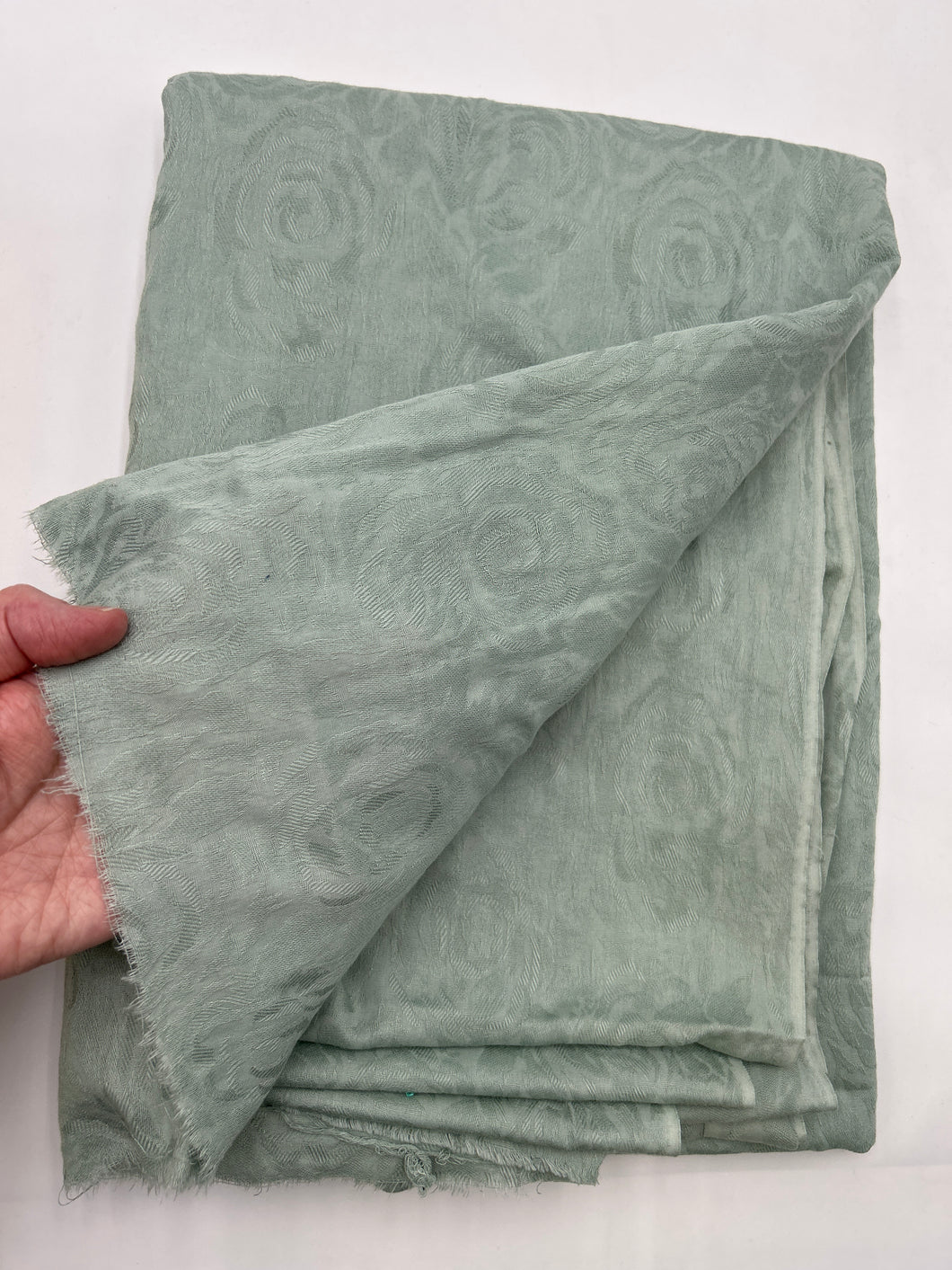 Cotton Jacquard Suiting, Roses on Sage (WSW0556)