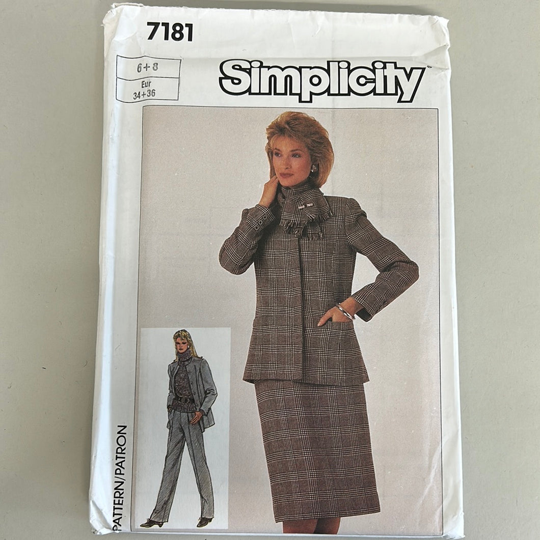 SIMPLICITY Vintage Pattern, Misses Jacket, Skirt & Pants (PSI7181)