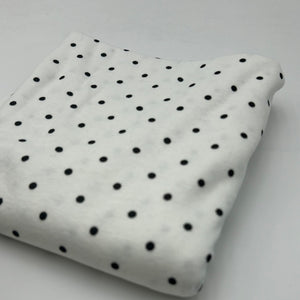 Cotton Blend Jersey, Black Polka Dots on White (KJE0822)