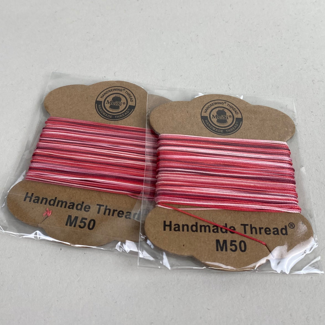Handmade Waxed Linen Thread M50 -  Variegated Red (NXX1589)