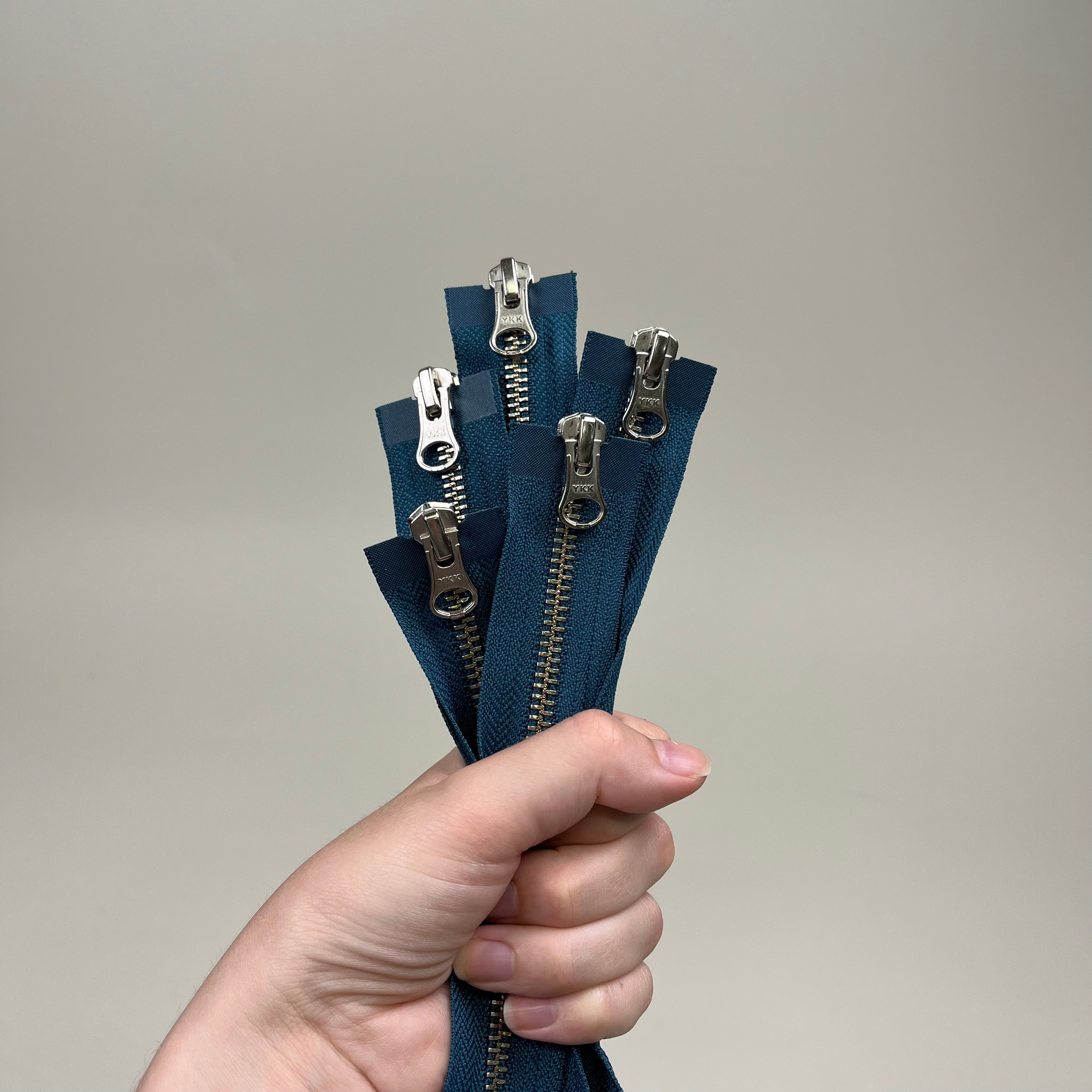 Two-Way Metal Zipper - Teal & Silver/Gold 37" (NZP0365)