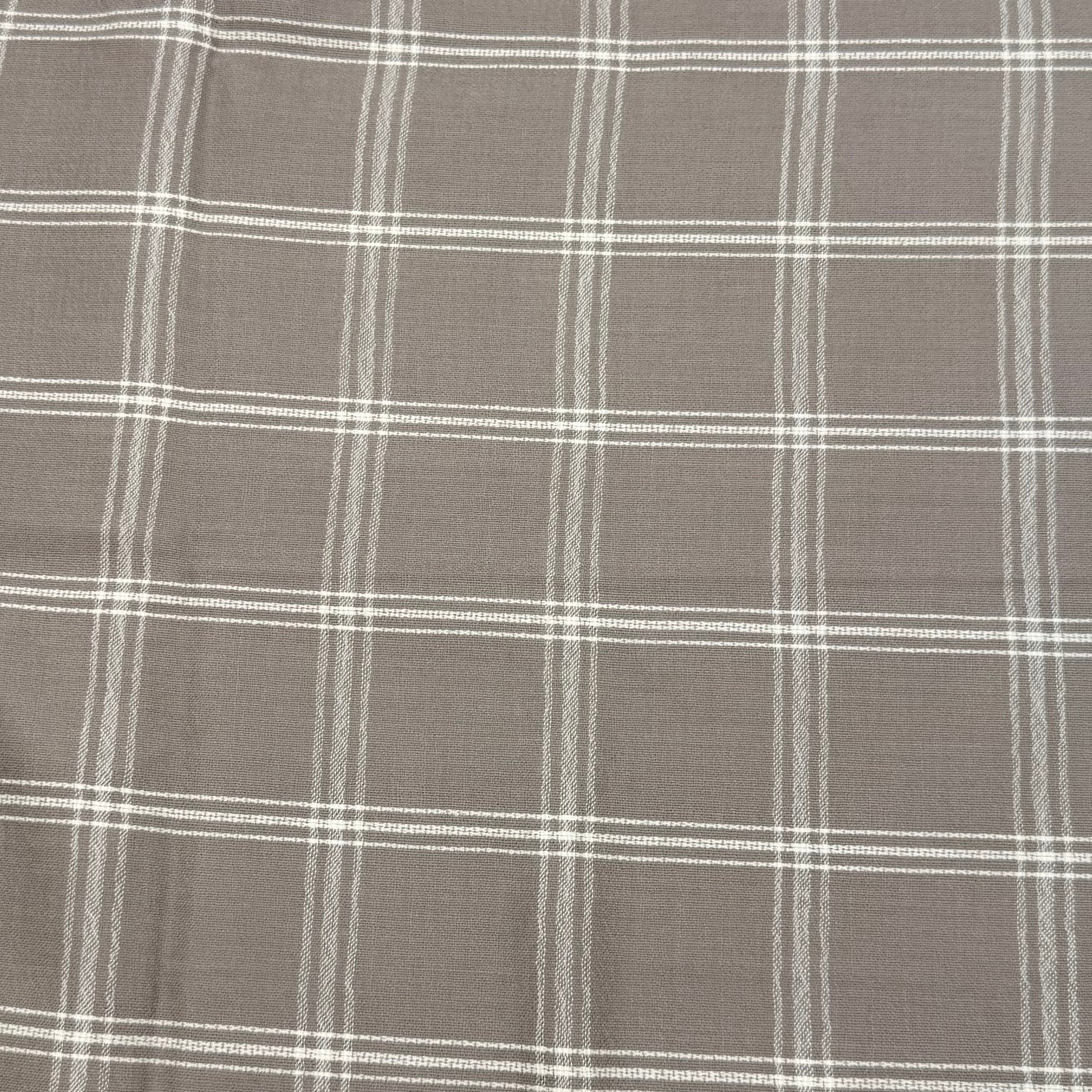 Wool Blend Suiting - Taupe Plaid (WSW0788)
