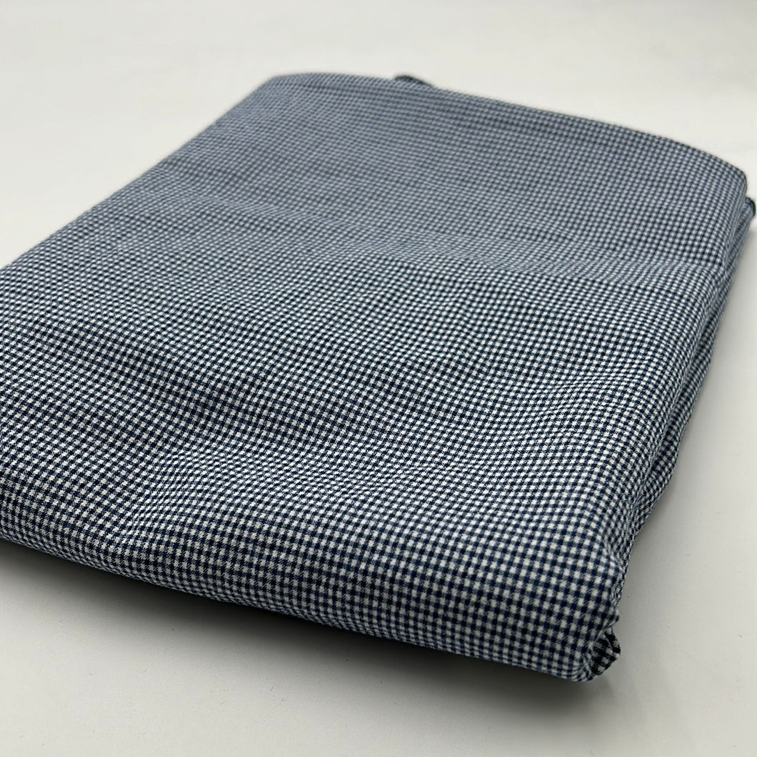 Blouse Weight, Stretch Cotton Shirting, Blue Gingham (WDW2021)