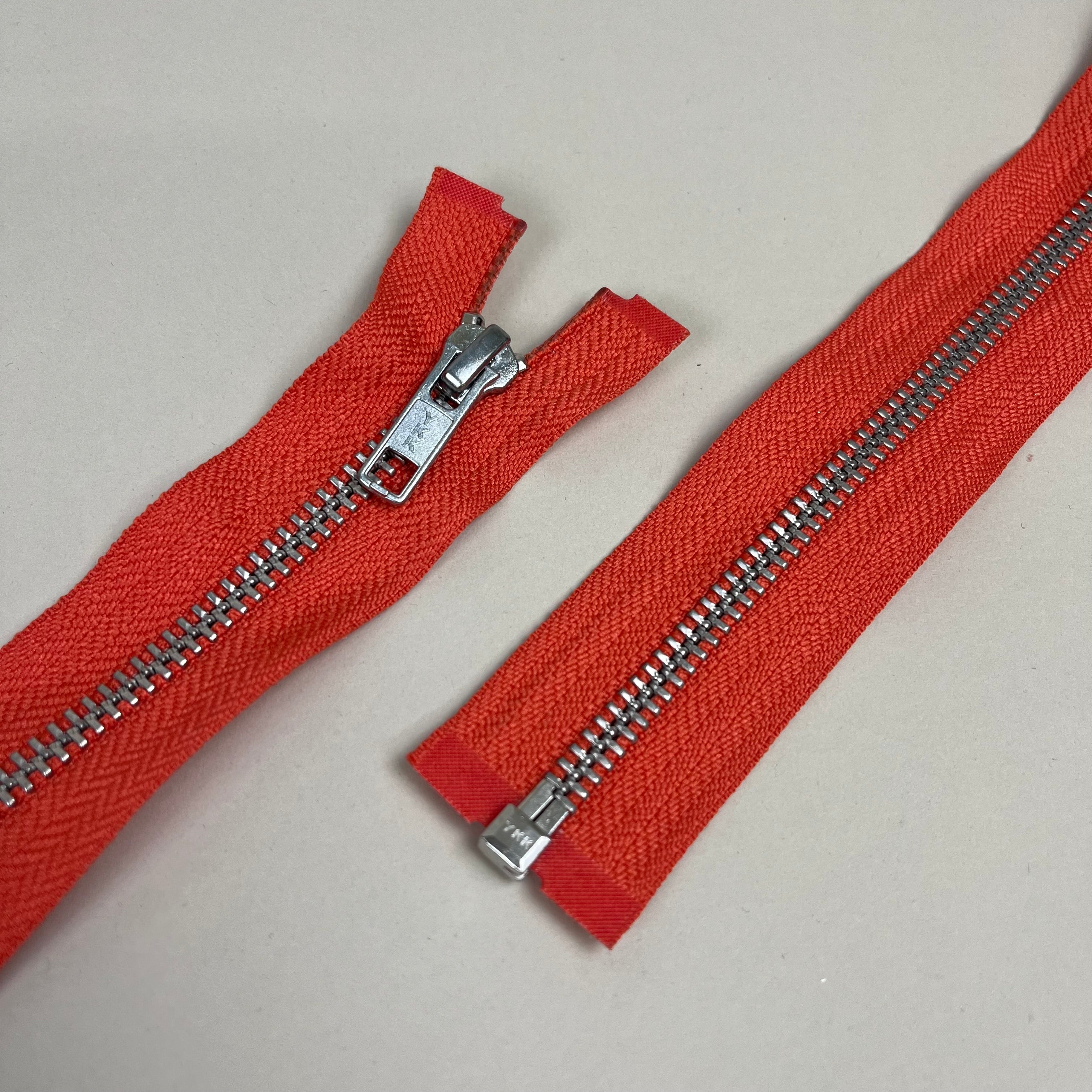 Closed-End Metal Zipper - Coral & Silver 21.5" (NZP0336)
