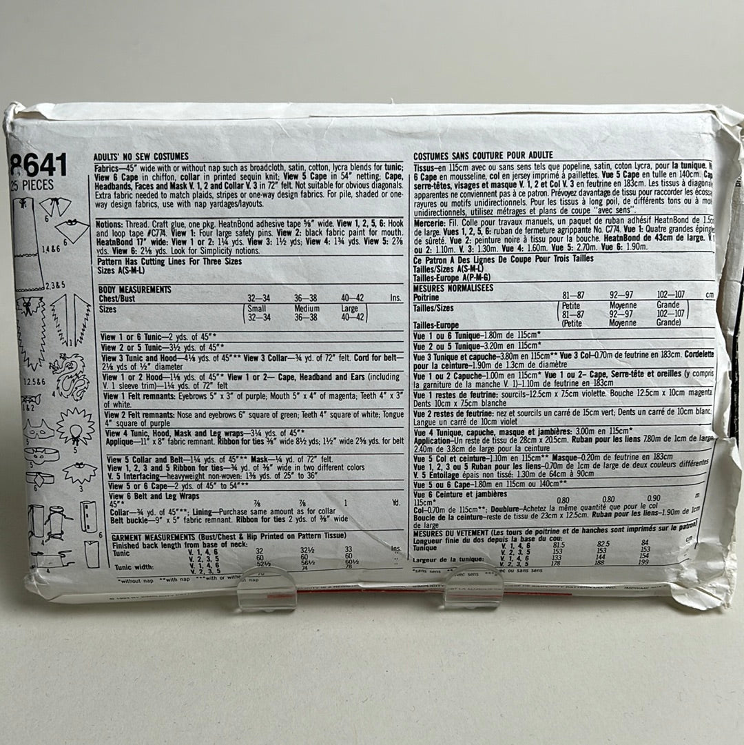 SIMPLICITY Pattern Size XS-S-M-L-XL, Various Costumes 6 (PSI8641)(NPA)