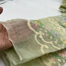 Load image into Gallery viewer, Vintage Chiffon Dress Weight, Pale Green with Floral Border (WDW1843)
