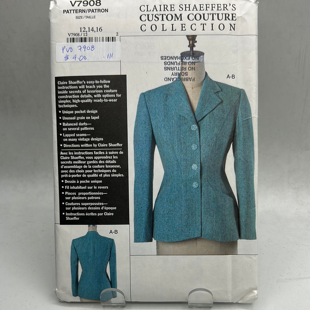 VOGUE Claire Shaeffer Pattern, Misses' Jacket (PVO7908)