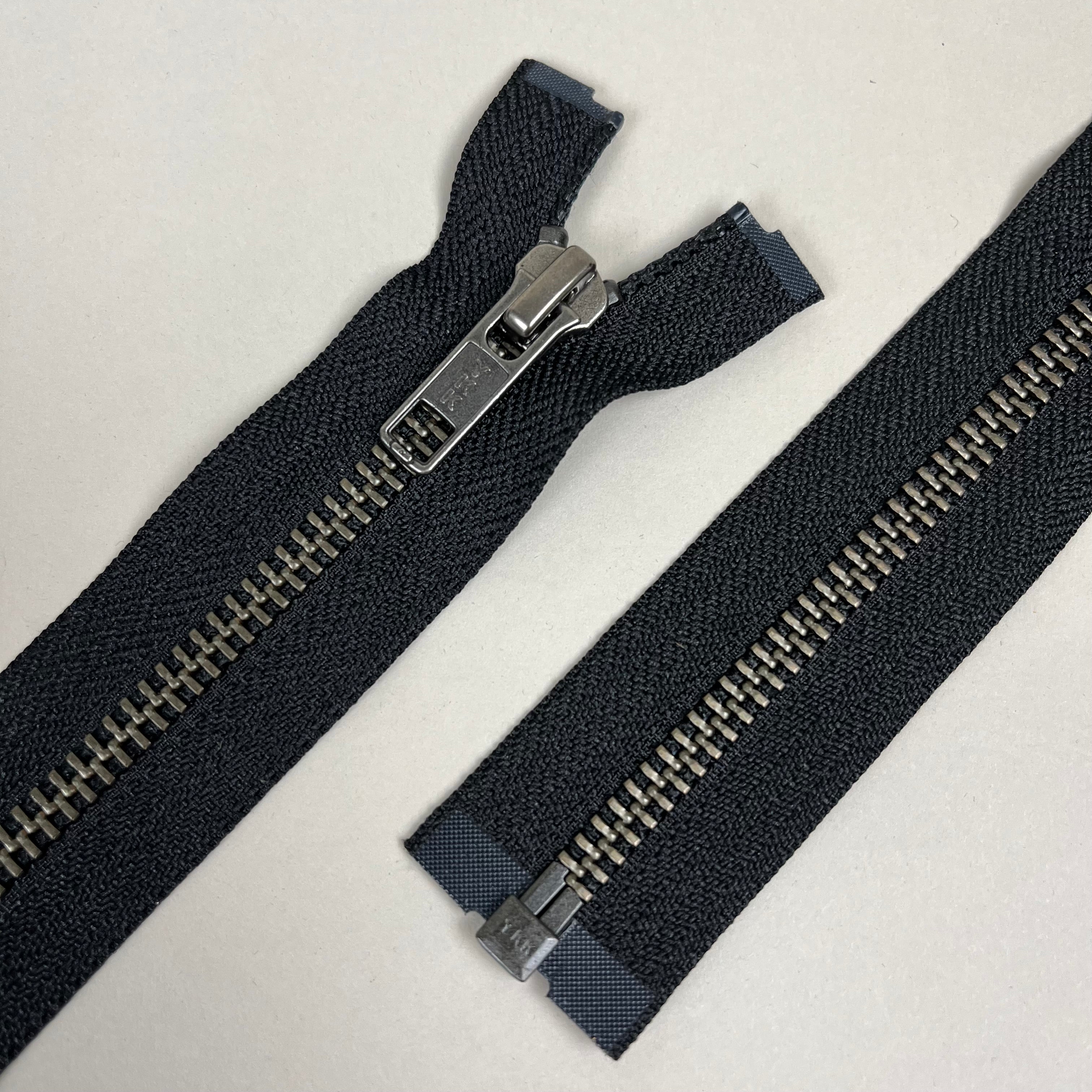 Separating Metal Zipper - Black & Antique Silver 19" (NZP0401)