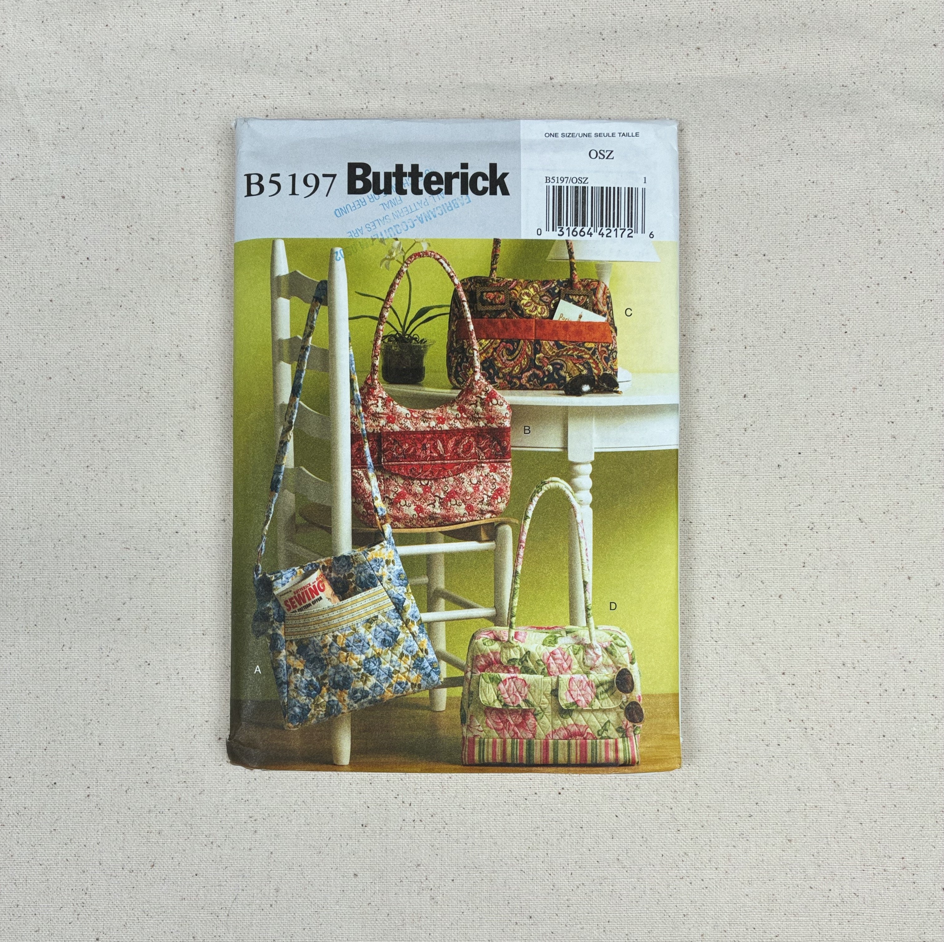 Bag Making Pattern - Butterick B5197 (NPA0445)