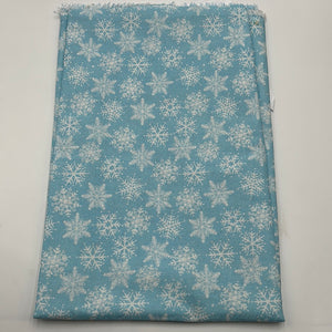 Quilting Cotton, Glitter Snowflakes on Light Blue (WQC1410)