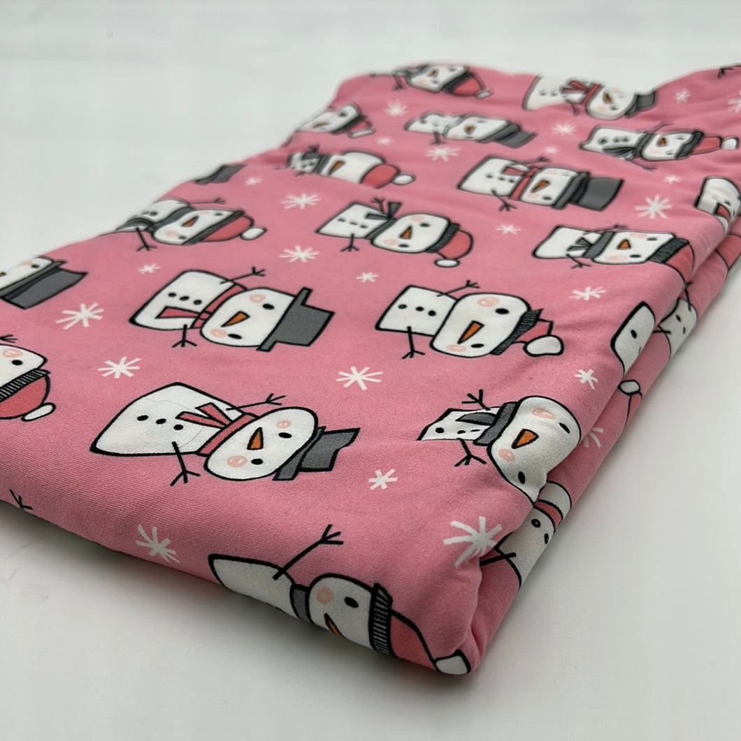 Cotton Jersey, Candy Pink with Snowman (KJE0938)