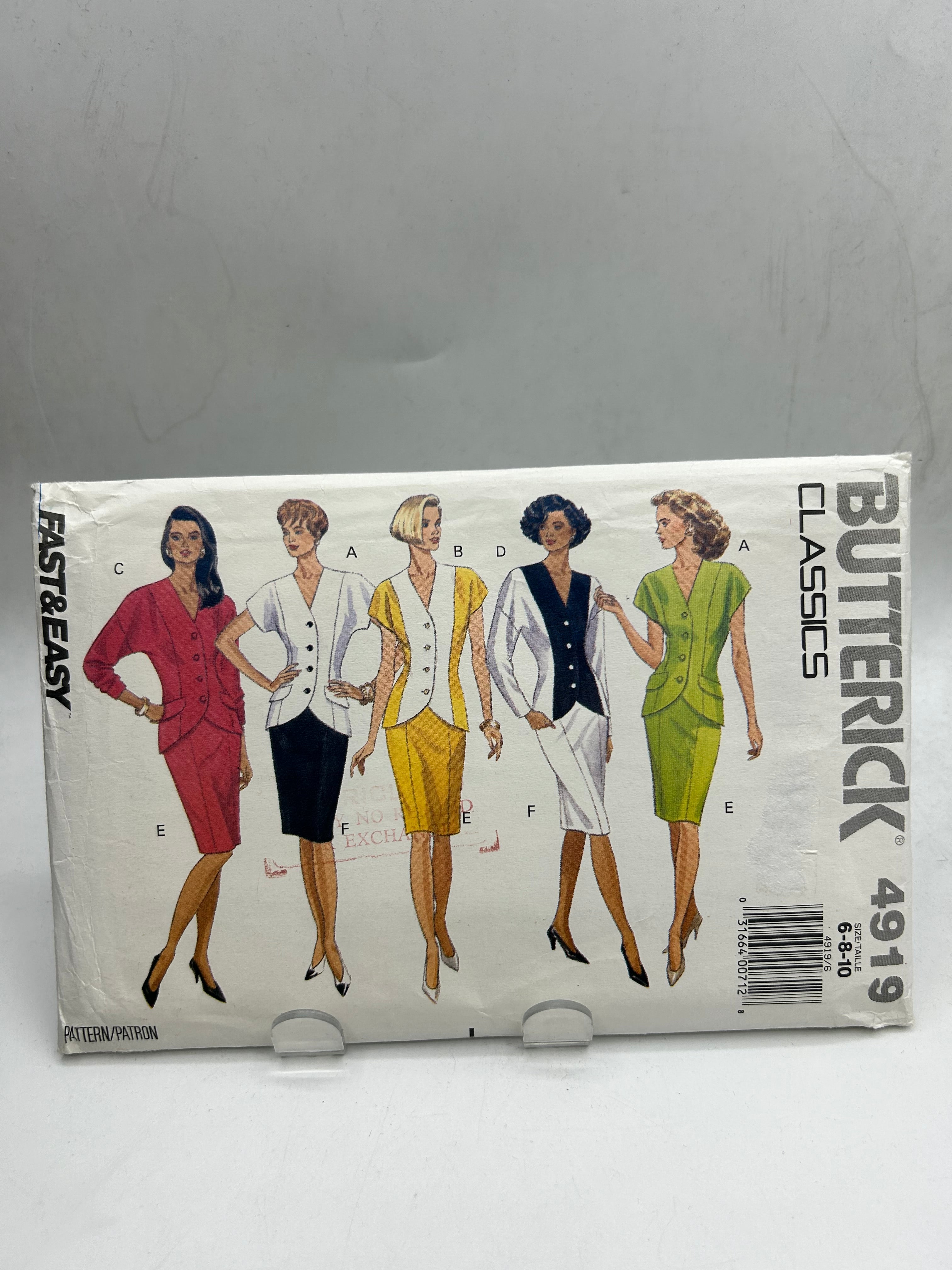 BUTTERICK Pattern Size 6-8-10, Misses' Dress (PBT4919)(NPA)