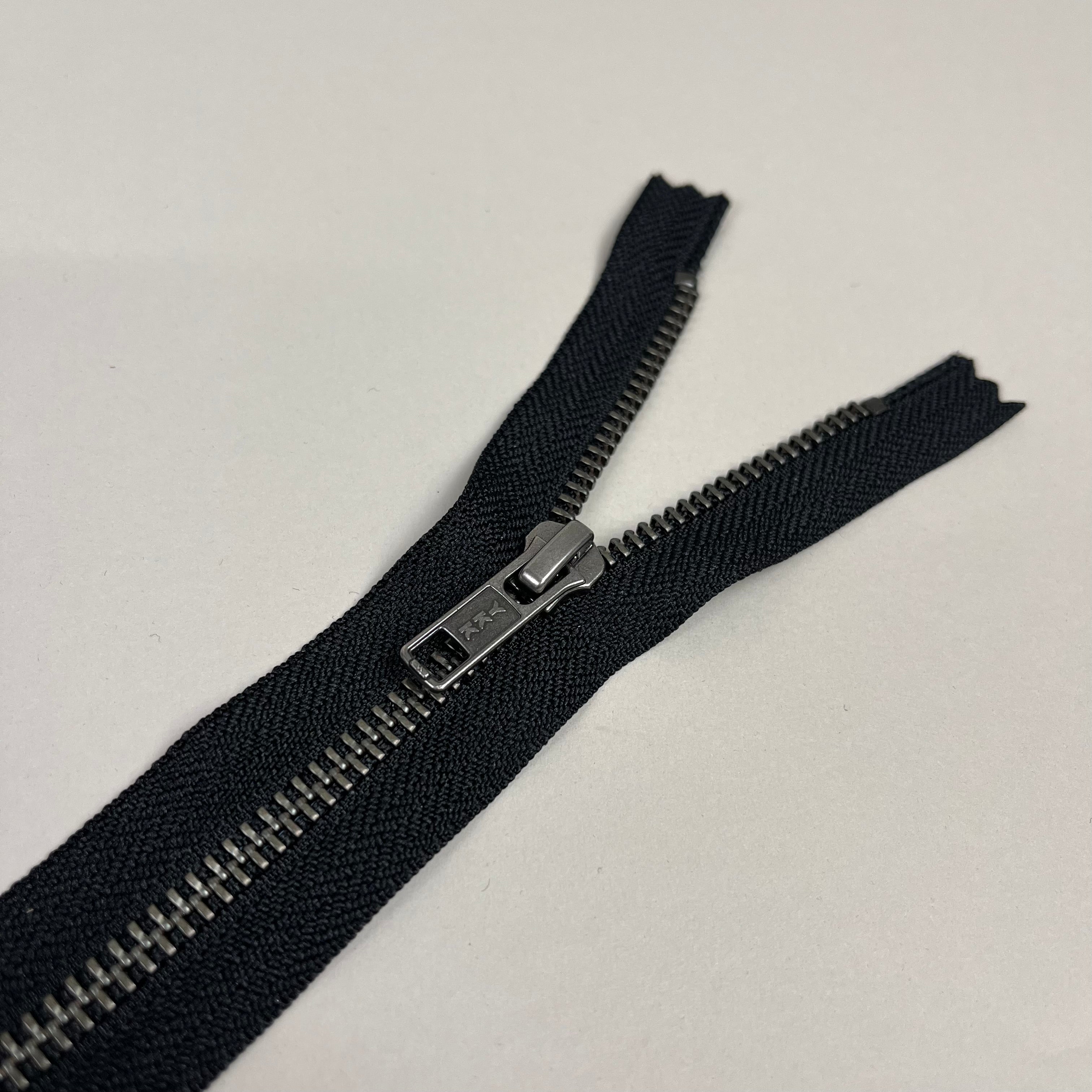 Closed-End Metal Zipper - Black & Antique Silver 21.5" (NZP0409)