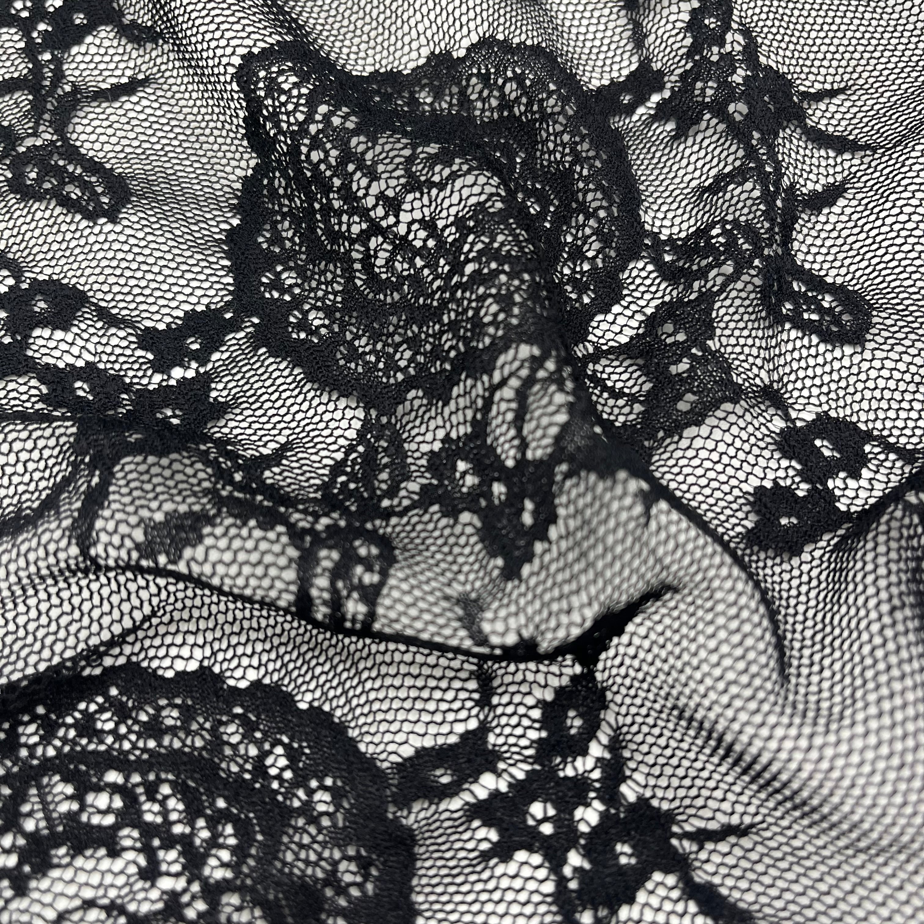 Knit Lace - Black Abstract Floral (KLM0257:8)