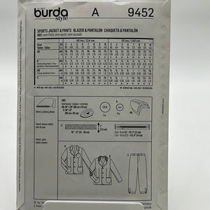 BURDA Pattern, Childrens' Jacket & Pants (PBR9452)