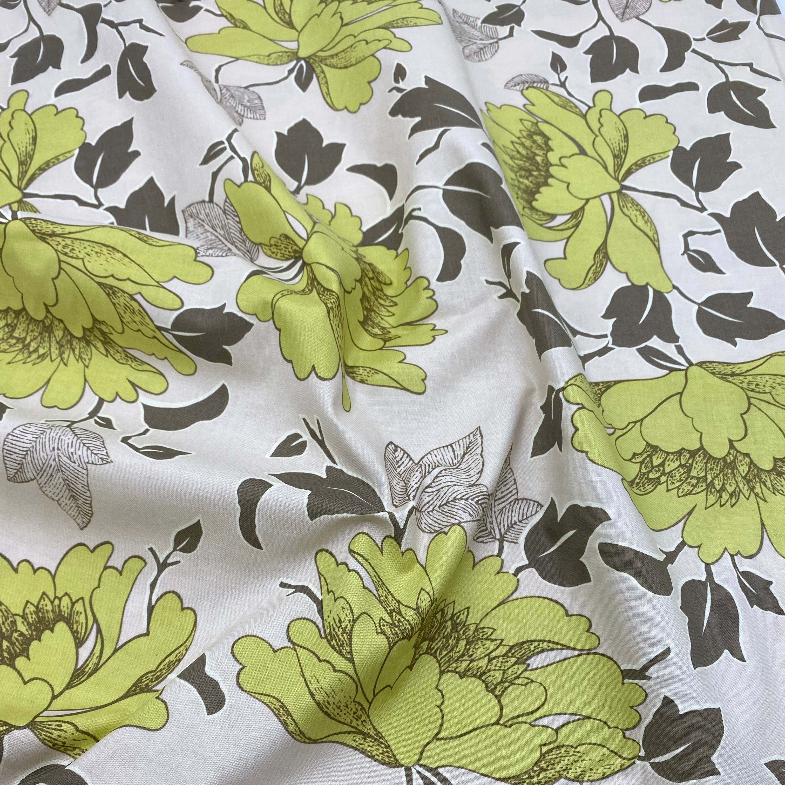 Cotton Shirting - Beige + Lime (WDW3325)