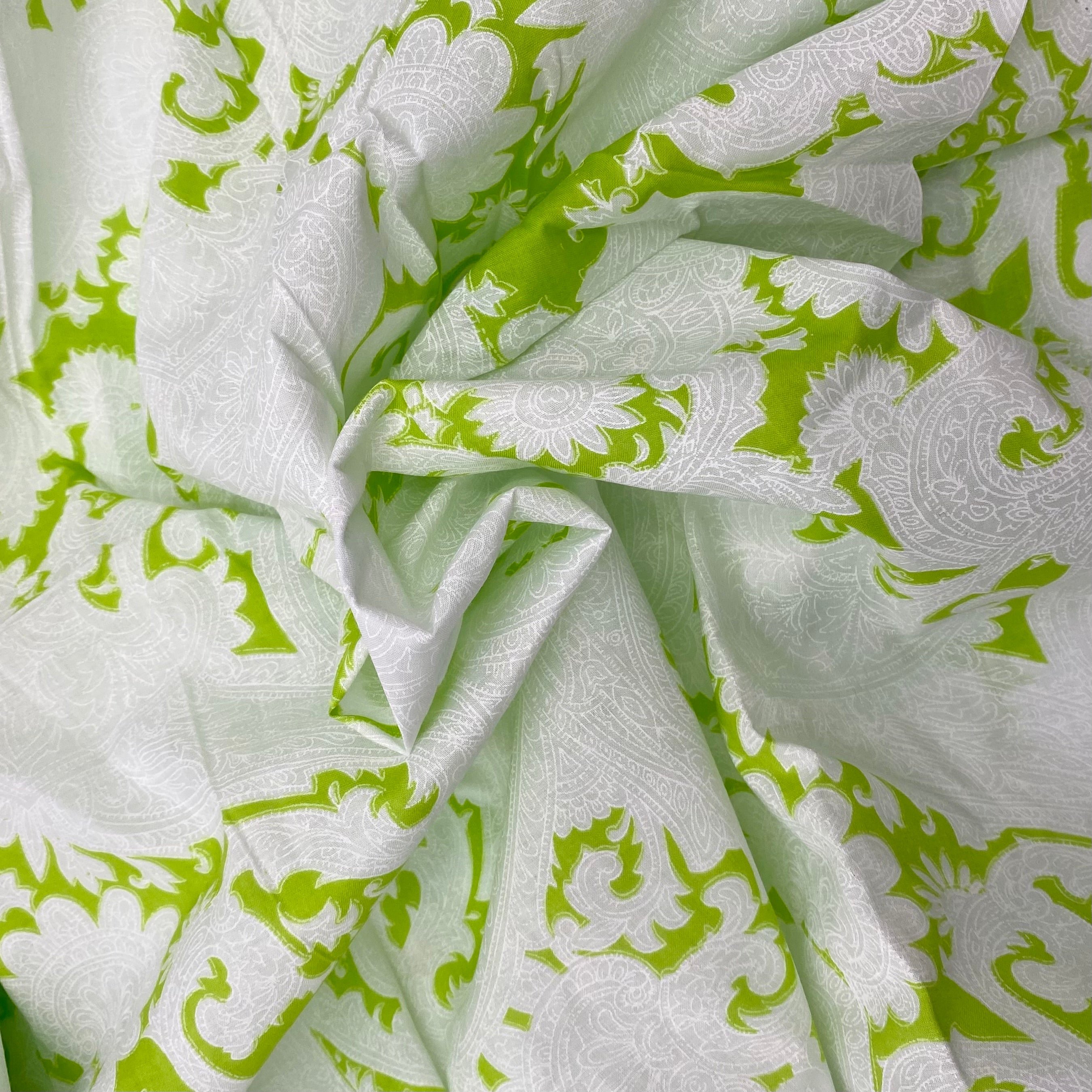 Vintage Cotton Shirting - Lime Green Paisley (WDW3123)