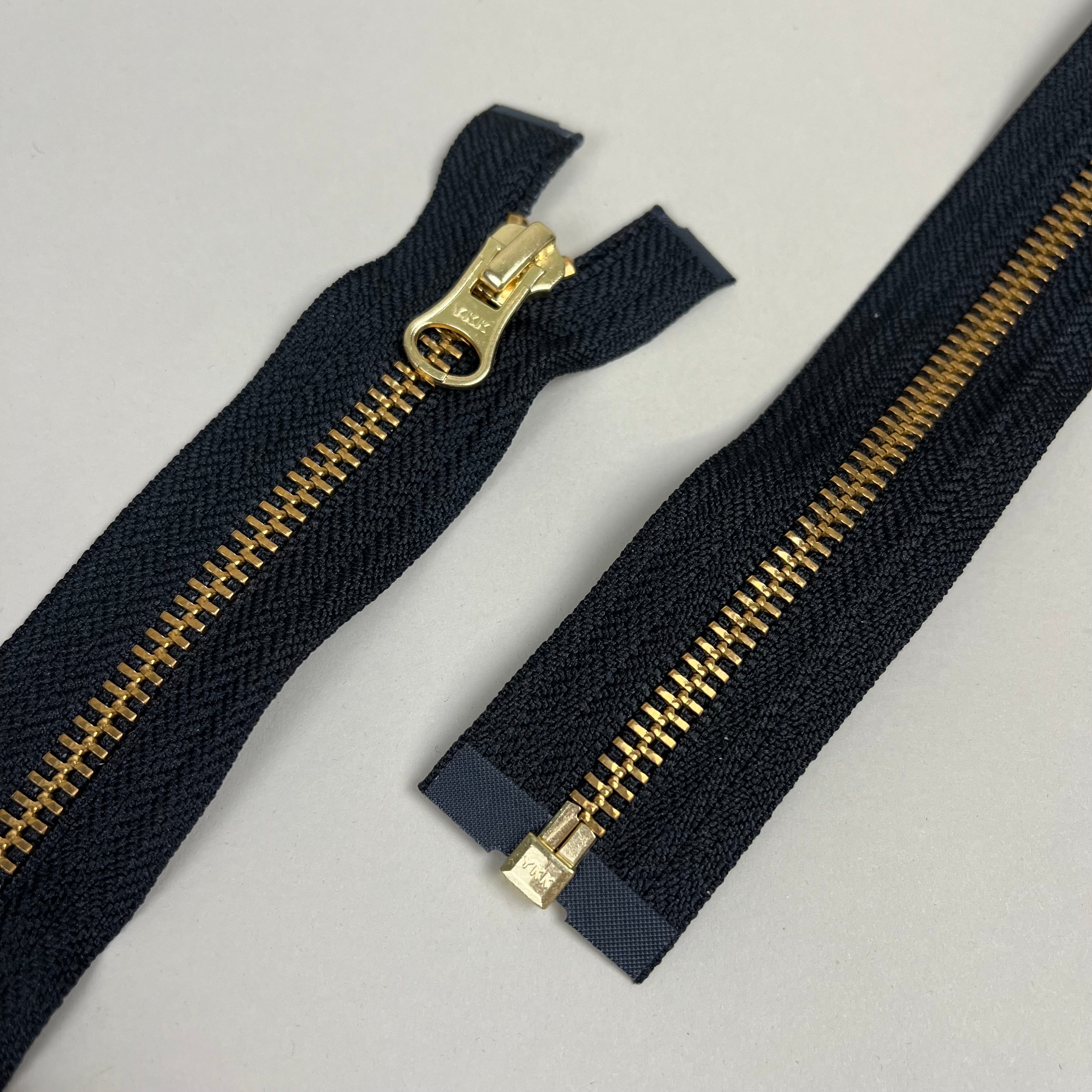 Separating Metal Zipper - Black & Gold 19.5" (NZP0387)
