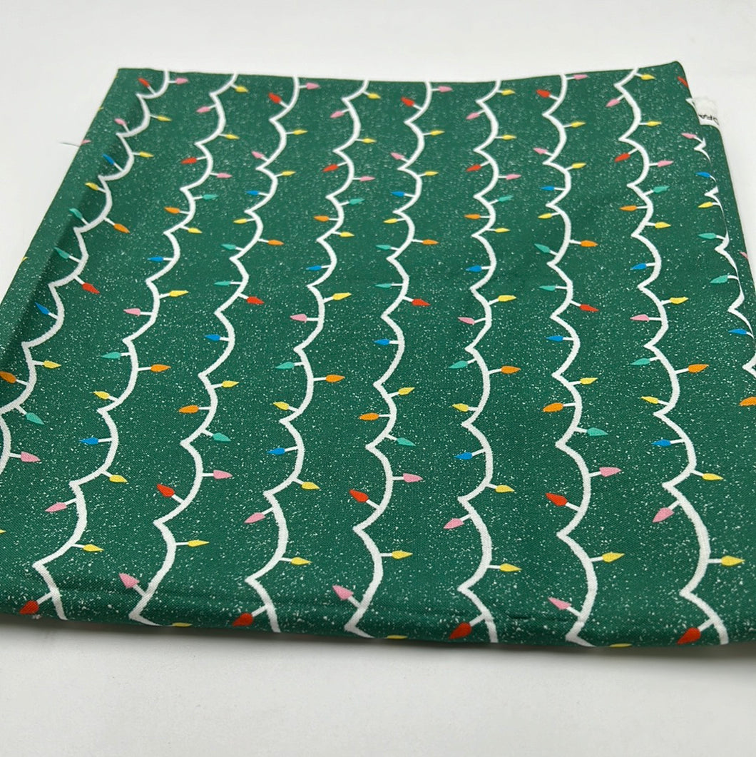 Printed Peanut Quilting Cotton, Christmas Lights on Green (WQC2125)