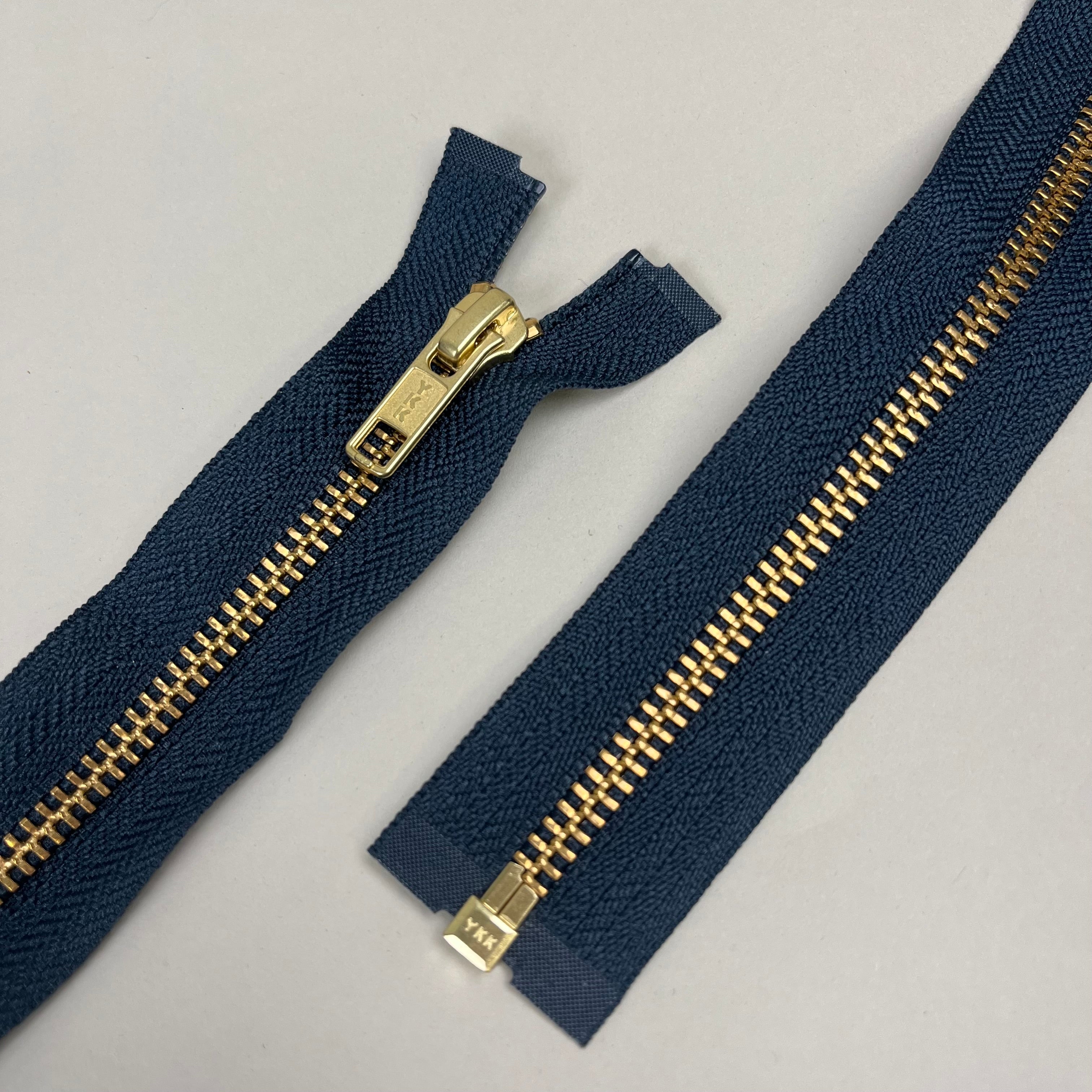 Separating Metal Zipper - Navy & Gold 20.5" (NZP0471)