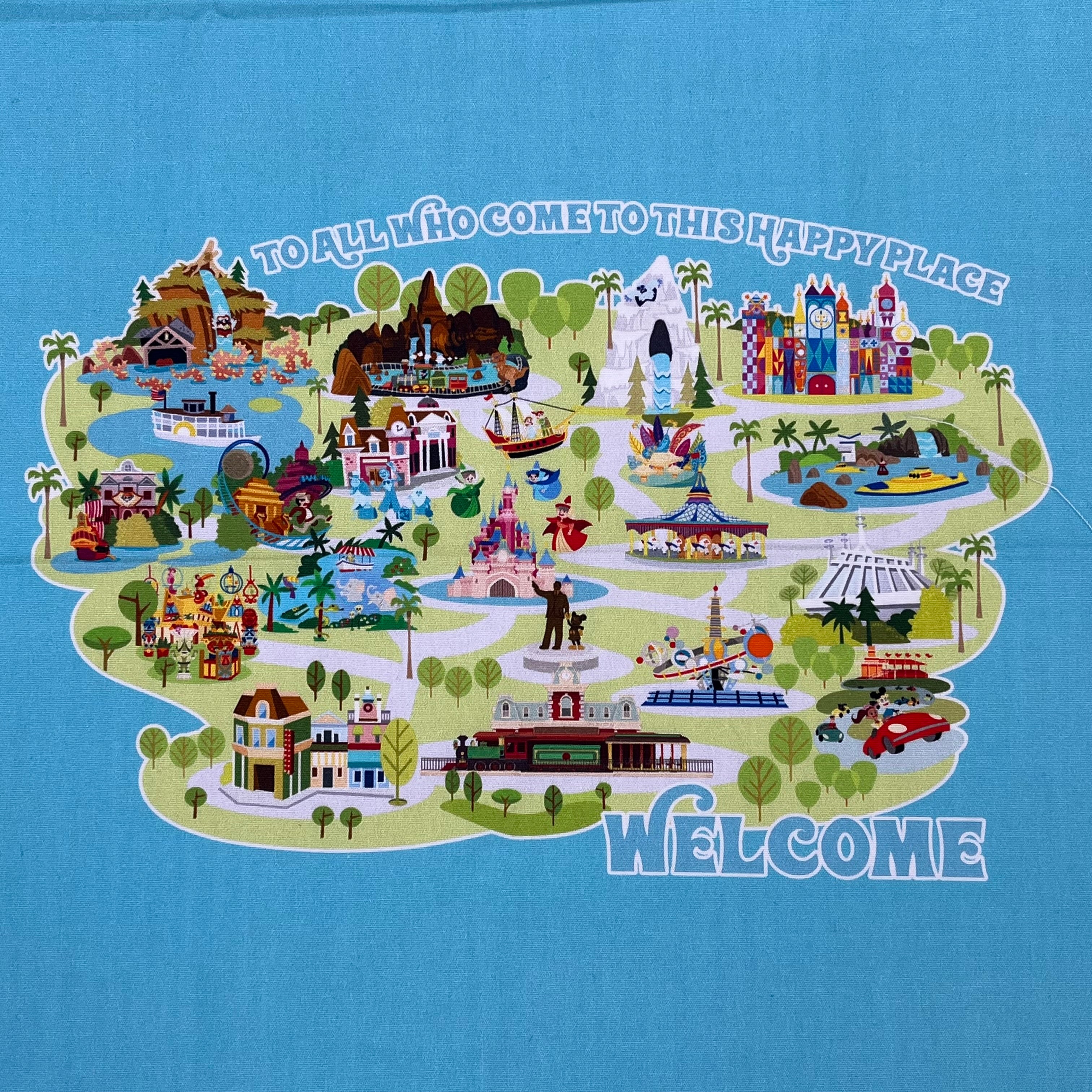 2 Quilting Cotton Panels - Happiest Place on Earth (WQC3090)