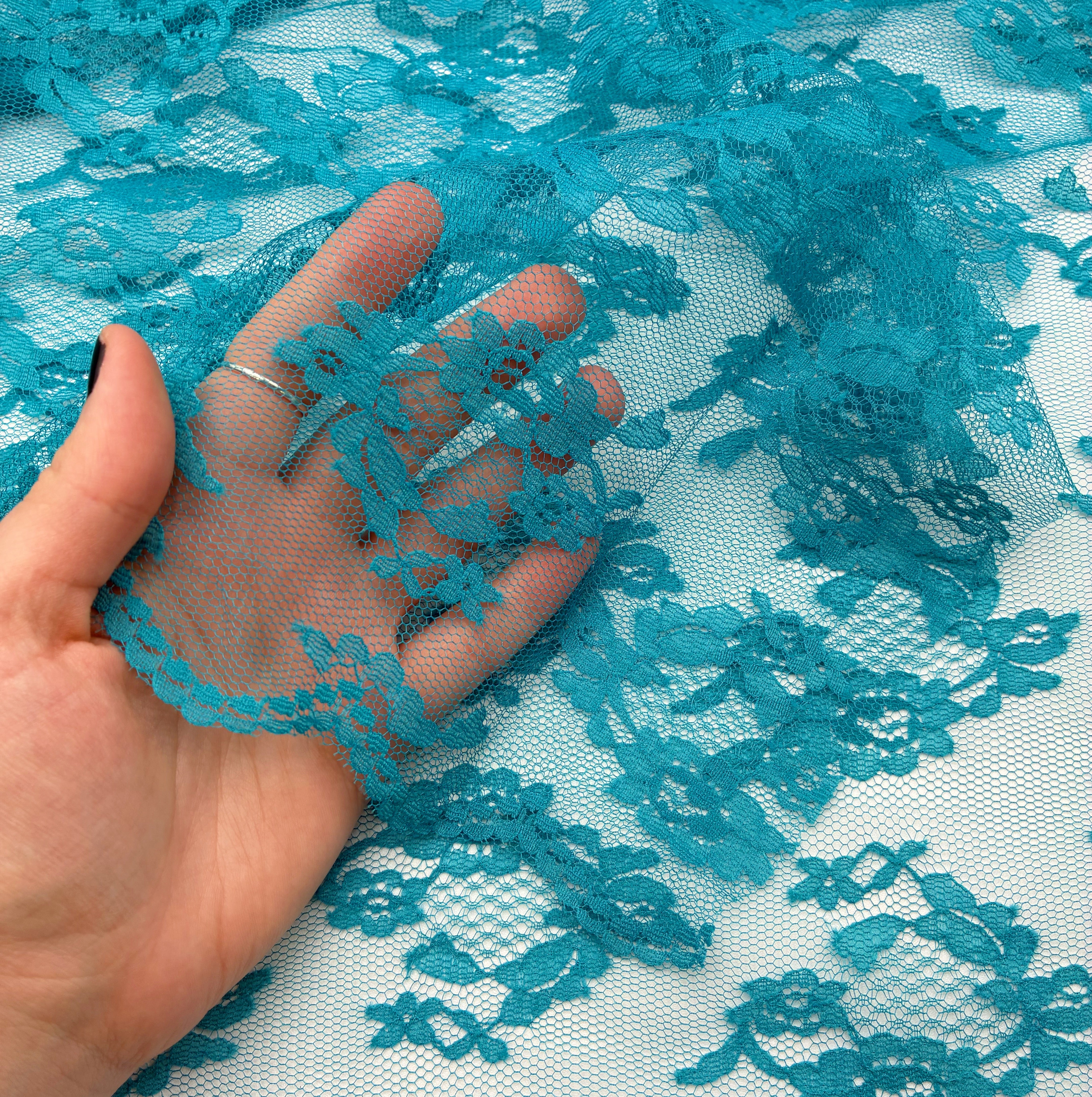 Floral Net Lace - Teal (WFY0643)