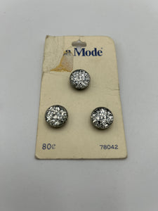Vintage Lucite Buttons, Silver Sparkle (NBU0638)