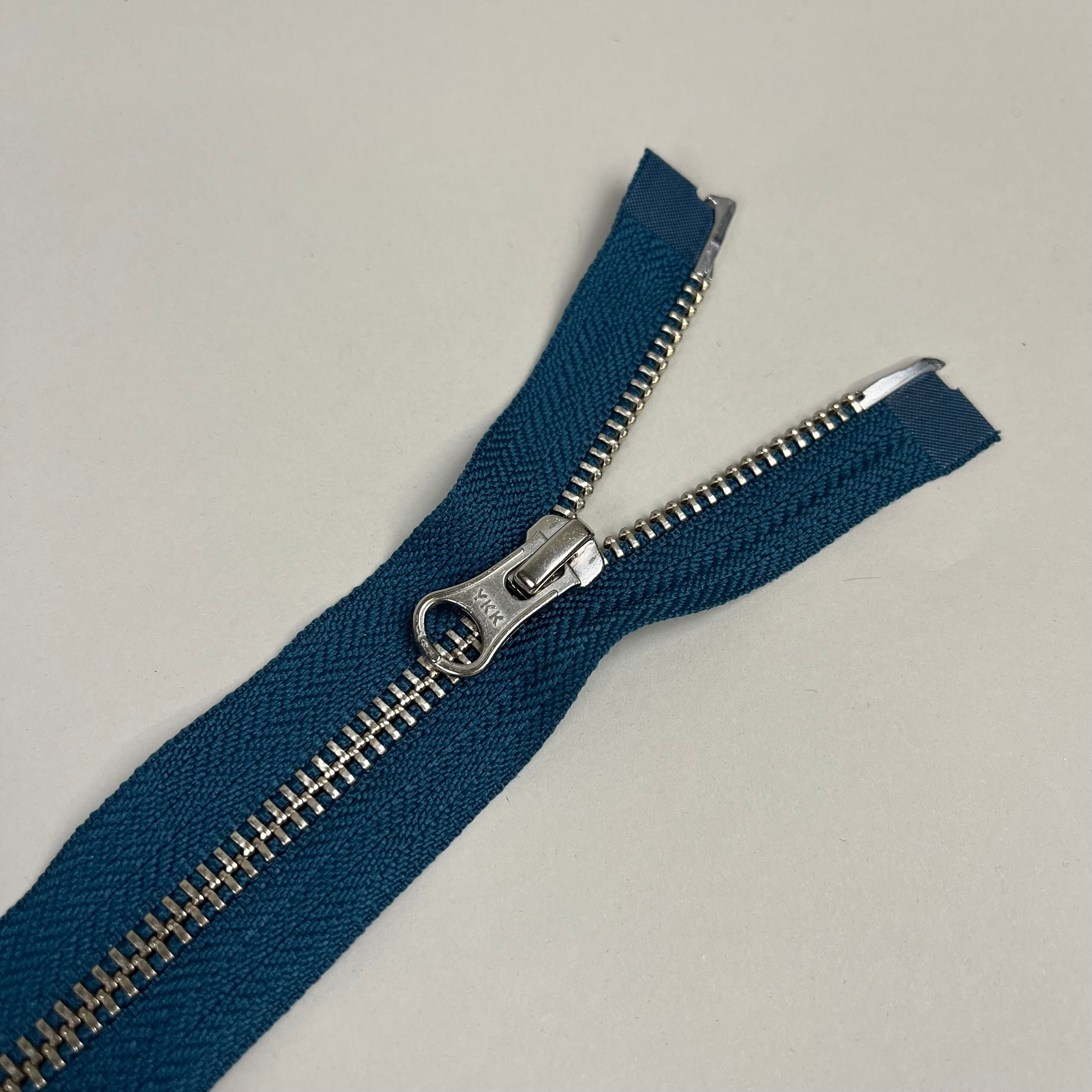 Two-Way Metal Zipper - Teal & Silver/Gold 37" (NZP0365)