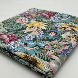Northcott Quilting Cotton, Multi Colour Floral w Doll Heads (WQC2395)