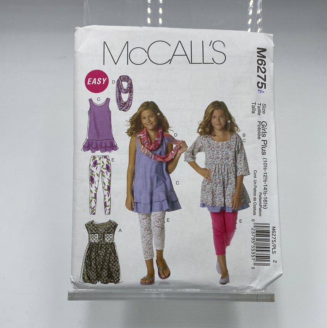 MCCALL'S Pattern, Girls' Dress, Scarf. Leggings (PMC6275B)