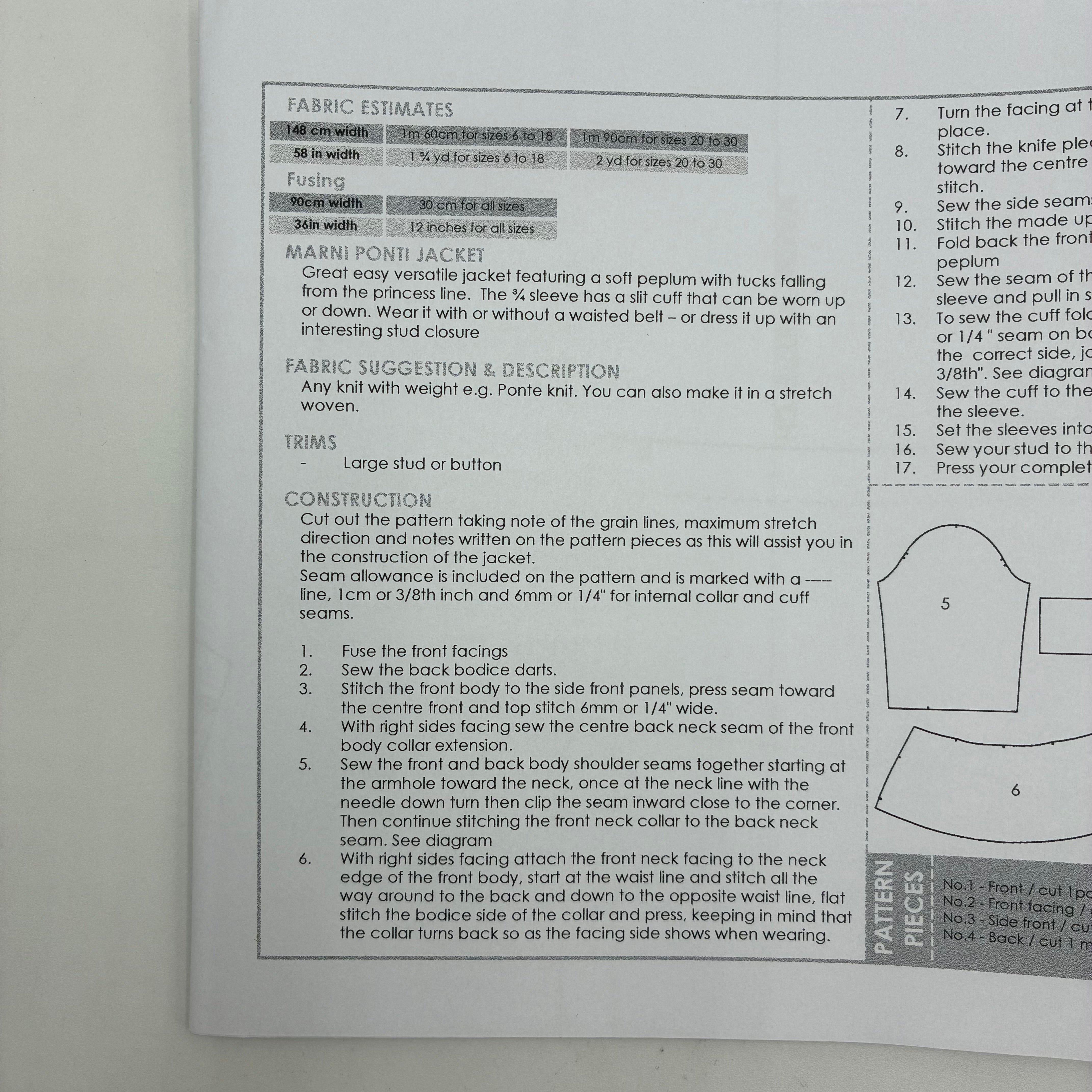 Style Arc Pattern - Marni Ponti Jacket (NPA0312)