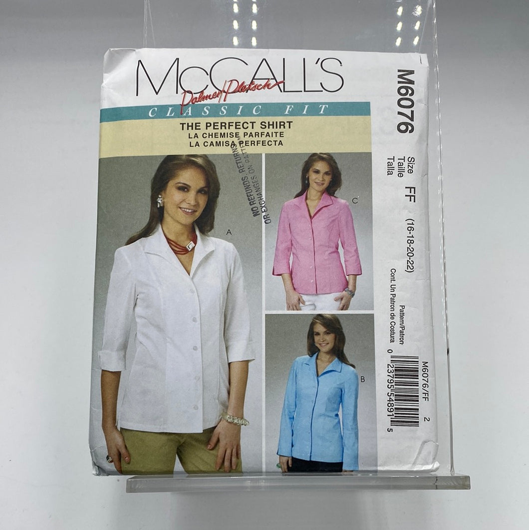 MCCALL'S Pattern, Palmer/Pletsch Perfect Shirt (PMC6076)