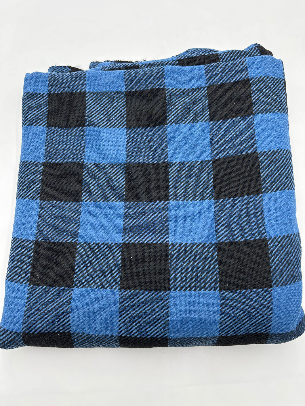 Wool Blend Coat Weight, Black & Blue Check (WCW0274:275)