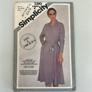 SIMPLICITY Vintage Pattern, Misses' Pullover Mock-Wrap Dress (PSI5316)