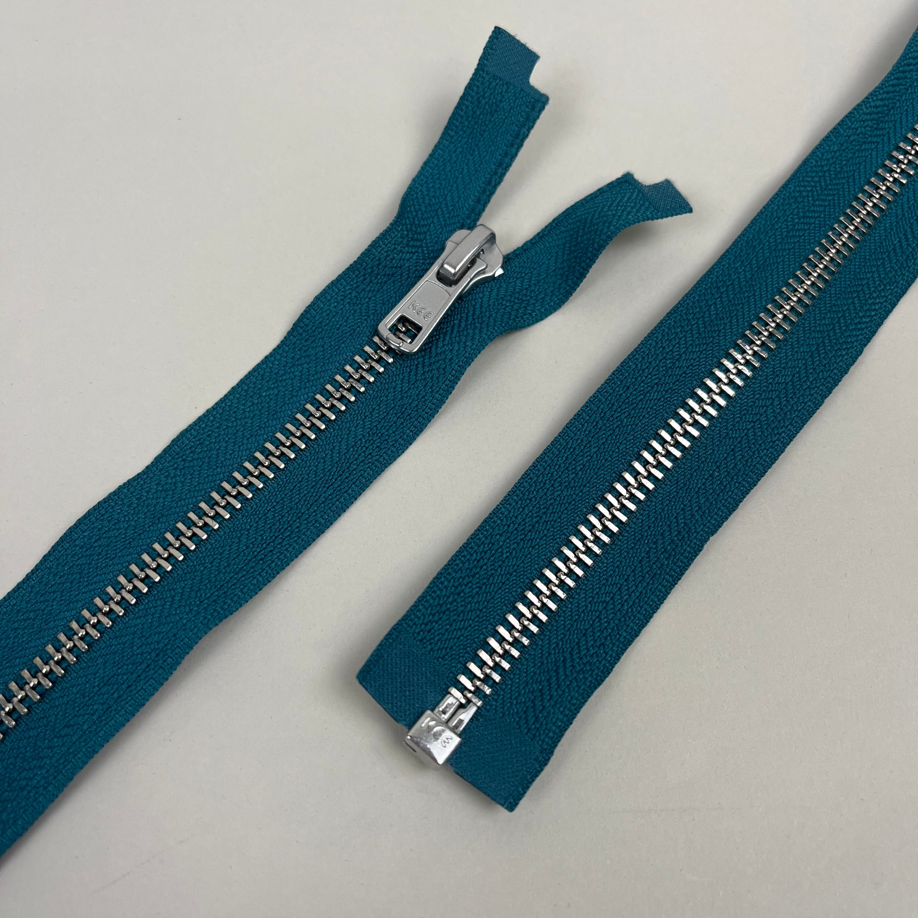 Separating Metal Zipper - Peacock & Silver 20" (NZP0376)
