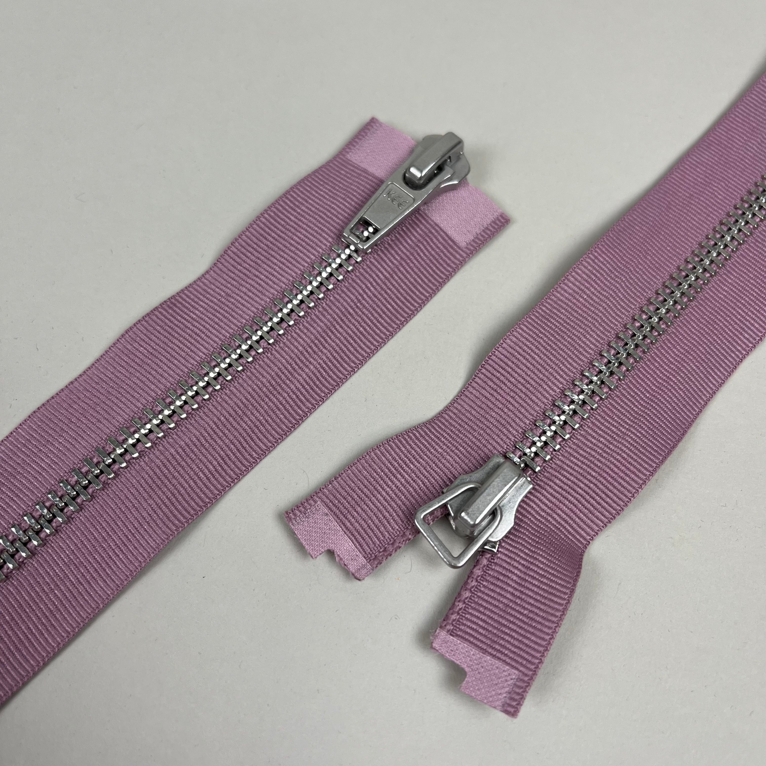 Two-Way Metal Zipper - Pink Mauve & Silver 32.5" (NZP0311)
