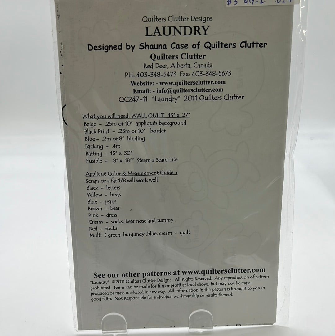 Shauna Case "Laundry" Quilt Pattern (PXX0504)(NPA)