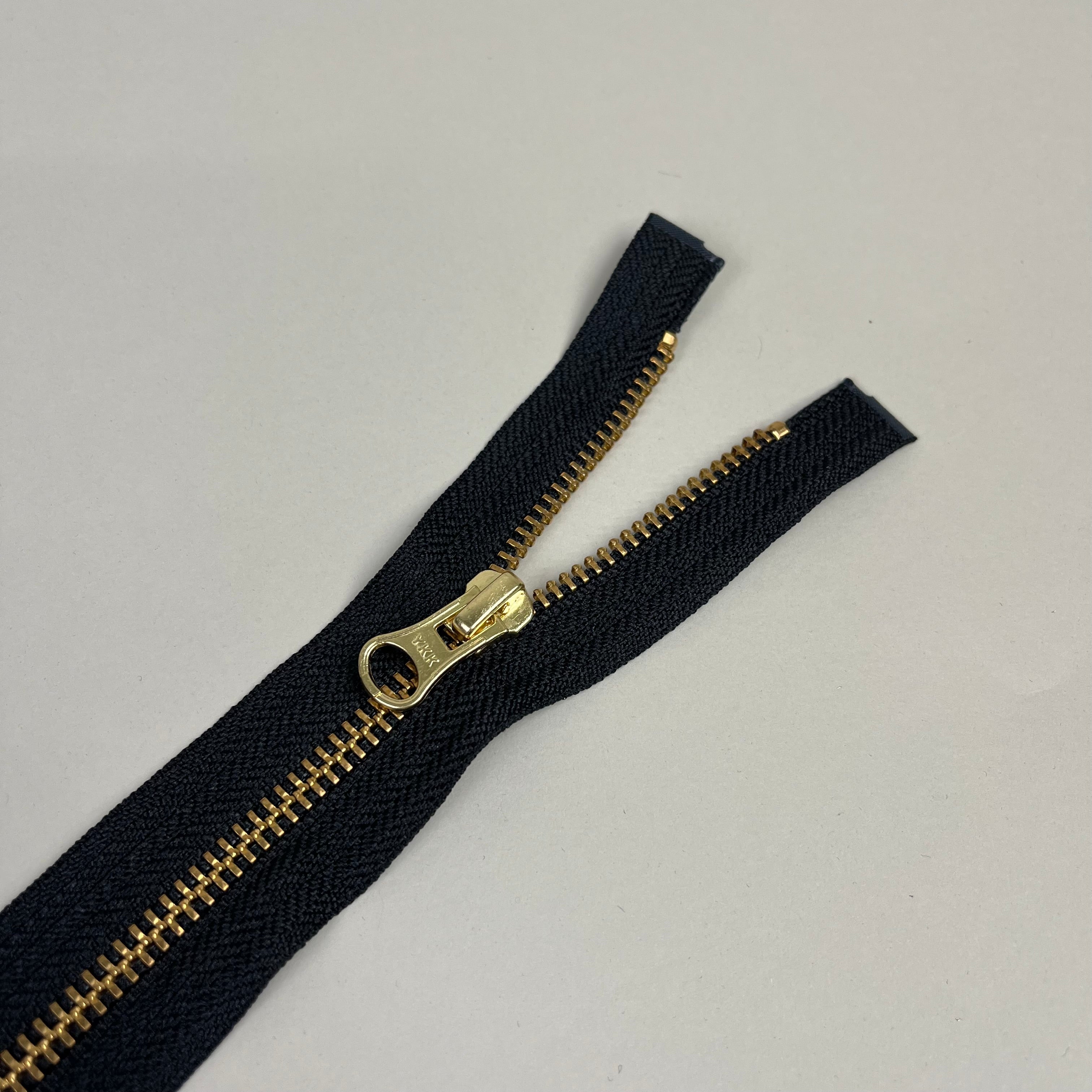 Separating Metal Zipper - Black & Gold 19.5" (NZP0387)