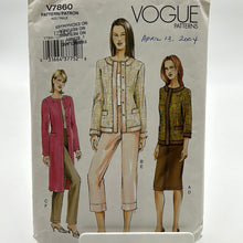 Load image into Gallery viewer, VOGUE Pattern, Misses&#39; Jacket, Skirt &amp; Pants (PVO7860)
