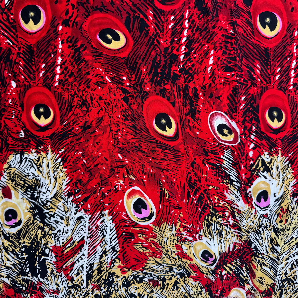 Rayon Shirting - Red Peacock Feather (WDW3715)