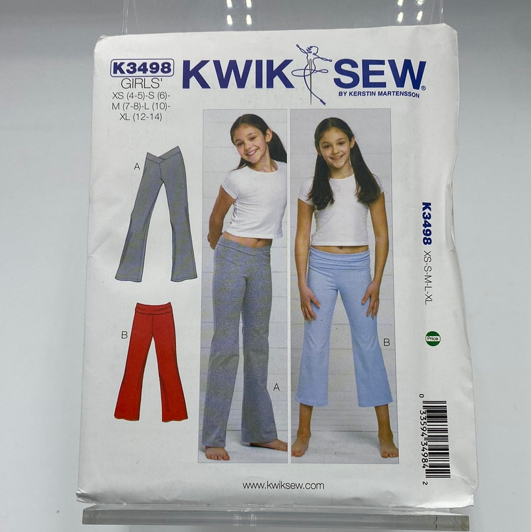 KWIK SEW Pattern, Girl's Pants (PKS3498)