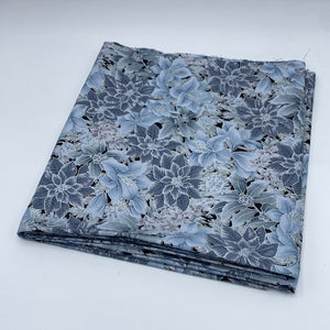 Quilting Cotton, Silvery Flowers (WQC1441)